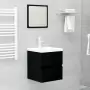 Mobile Bagno con Lavabo Integrato Nero in Legno Multistrato