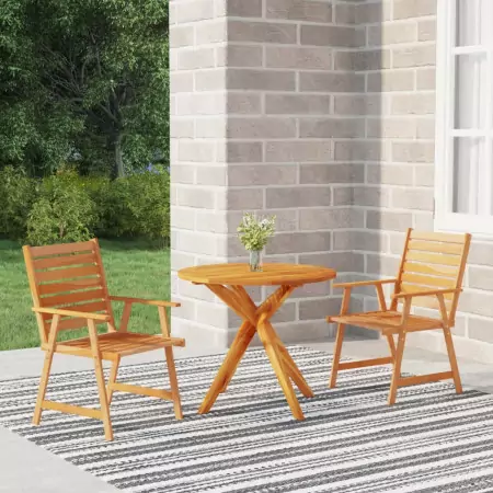 Set Mobili da Pranzo per Giardino 3 pz Legno Massello di Acacia