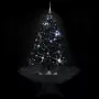 Albero di Natale con Nevicata e Base ad Ombrello Nero 140cm PVC