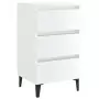 Comodino con Gambe in Metallo Bianco Lucido 40x35x69 cm