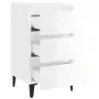 Comodino con Gambe in Metallo Bianco Lucido 40x35x69 cm