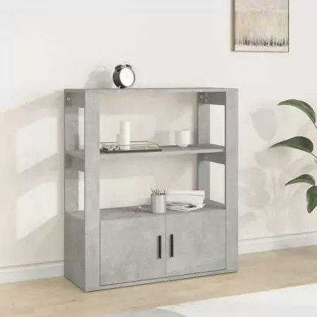 Credenza Grigio Cemento 80x30x90 cm in Legno Multistrato