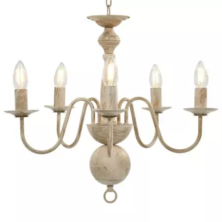 Candelabro Stile Anticato Bianco 5 Lampadine E14