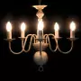 Candelabro Stile Anticato Bianco 5 Lampadine E14