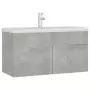 Mobile Bagno con Lavabo Integrato Grigio Cemento in Truciolato