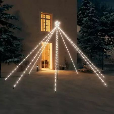 Luci Albero Natale Interni Esterni 576 LED Bianco Freddo 3,6 m