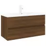 Mobile Bagno Lavabo Integrato Rovere Marrone Legno Multistrato