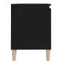 Comodino con Gambe in Legno Massello Nero 103,5x30x50 cm