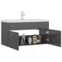 Mobile Bagno con Lavabo Integrato Grigio Lucido in Truciolato