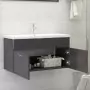 Mobile Bagno con Lavabo Integrato Grigio Lucido in Truciolato