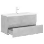 Mobile Bagno con Lavabo Integrato Grigio Cemento in Truciolato