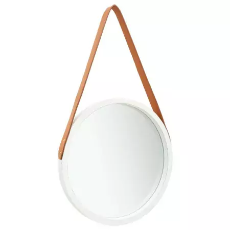 Specchio da Parete con Cinghia 40 cm Bianco