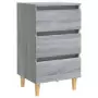 Comodini Gambe in Legno Massello 2 pz Grigio Sonoma 40x35x69 cm