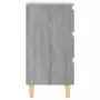 Comodini Gambe in Legno Massello 2 pz Grigio Sonoma 40x35x69 cm