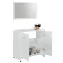 Set Mobili da Bagno 3 pz Bianco Lucido in Truciolato