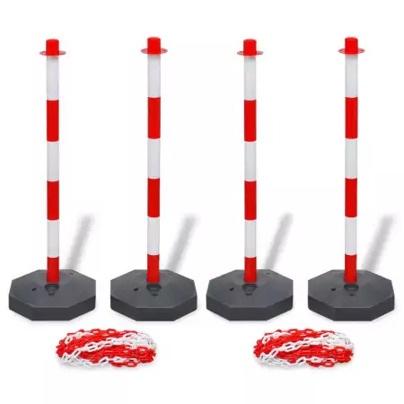 Set Stradale con 4 Pali e 2 Catene in Plastica 10 m Ciascuna