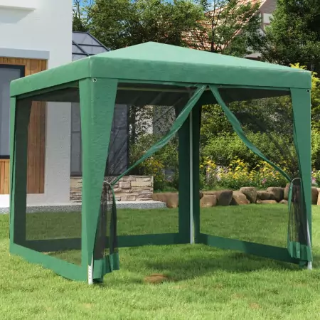 Tenda per Feste con 4 Pareti in Rete Verde 2,5x2,5 m in HDPE