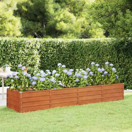 Fioriera da Giardino Grigia 320x80x45 cm Acciaio Corten