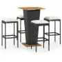 Set da Bar da Giardino 5 pz con Cuscini in Polyrattan Nero