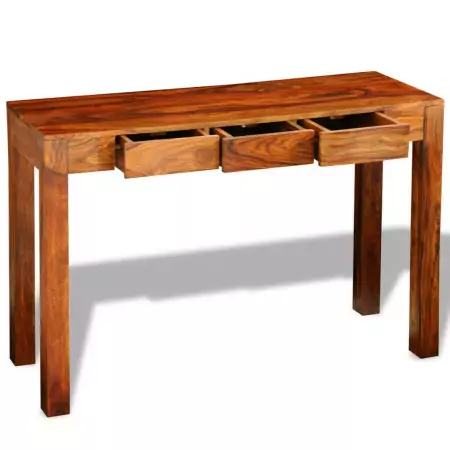 Tavolo Consolle con 3 Cassetti 80 cm Legno Massello di Sheesham