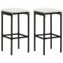 Set Bar da Giardino 3 pz con Cuscini in Polyrattan Nero