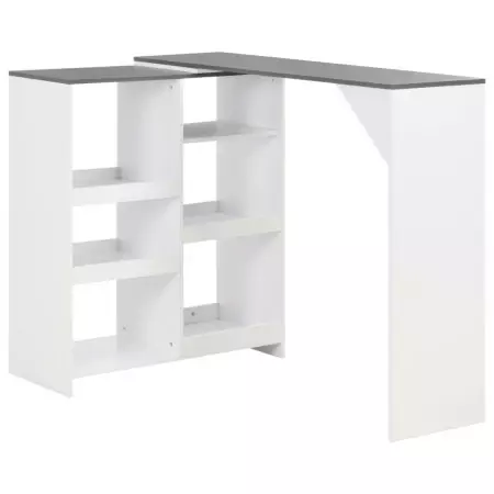 Tavolo da Bar con Scaffale Mobile Bianco 138x39x110 cm