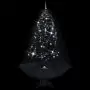 Albero di Natale con Nevicata e Base ad Ombrello Nero 190cm PVC