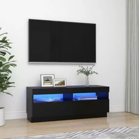 Mobile Porta TV con Luci LED Nero 100x35x40 cm