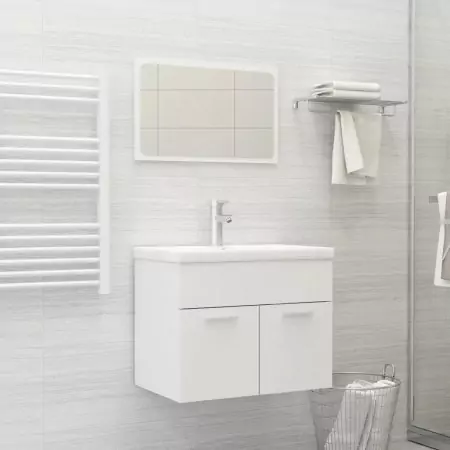 Set Mobili da Bagno 2 pz Bianco in Truciolato