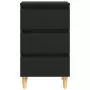 Comodino con Gambe in Legno Massello Nero 40x35x69 cm