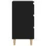 Comodino con Gambe in Legno Massello Nero 40x35x69 cm