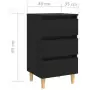 Comodino con Gambe in Legno Massello Nero 40x35x69 cm