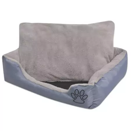 Cuccia per Cani con Cuscino Imbottito Taglia M Grigio