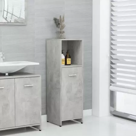 Armadio da Bagno Grigio Cemento 30x30x95 cm in Truciolato