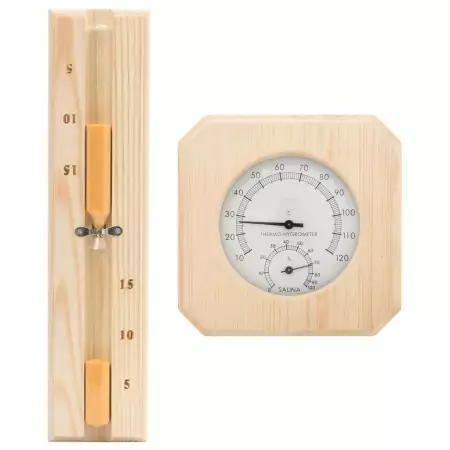 Set Timer Igrotermografo e Clessidra Sauna 2 in 1 Massello Pino