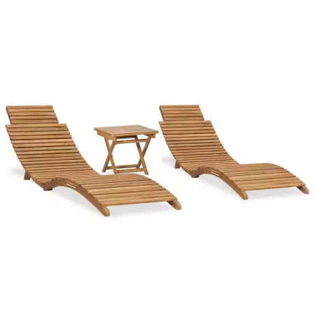 Set Salotto da Giardino 3 pz Pieghevole in Massello di Teak