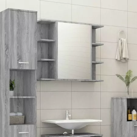 Mobile da Bagno Grigio Sonoma 80x20,5x64cm in Legno Multistrato