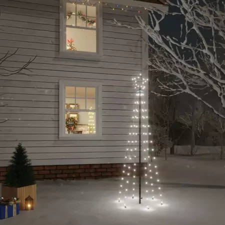 Albero di Natale con Puntale Bianco Freddo 108 LED 180 cm