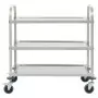 Carrello da Cucina a 3 Livelli 95x45x83,5 cm in Acciaio Inox