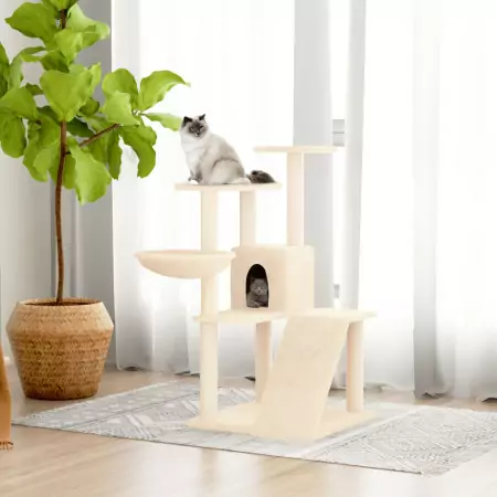 Albero per Gatti con Tiragraffi in Sisal Crema 94 cm