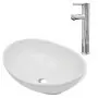 Lavello Bagno con Miscelatore in Ceramica Ovale Bianco