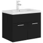 Mobile Bagno con Lavabo Integrato Nero in Truciolato