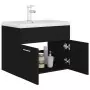 Mobile Bagno con Lavabo Integrato Nero in Truciolato