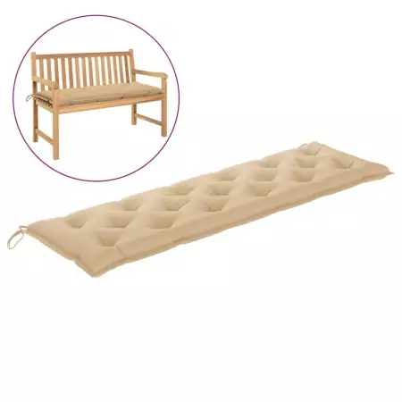 Cuscino per Panca da Giardino Beige 180x50x7 cm in Tessuto