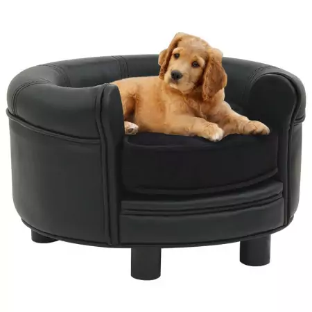 Divano per Cani Nero 48x48x32 cm in Peluche e Similpelle