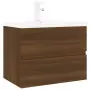 Mobile Bagno Lavabo Integrato Rovere Marrone Legno Multistrato