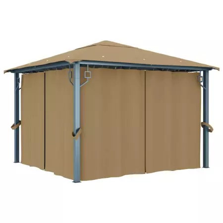 Gazebo con Tenda 300x300 cm Grigio Talpa in Alluminio