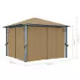 Gazebo con Tenda 300x300 cm Grigio Talpa in Alluminio