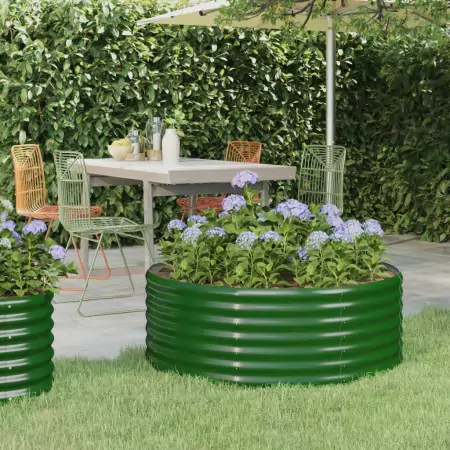 Vaso Giardino Acciaio Verniciato a Polvere 100x100x36 cm Verde