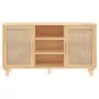 Credenza Marrone 105x30x60cm Massello di Pino e Rattan Naturale